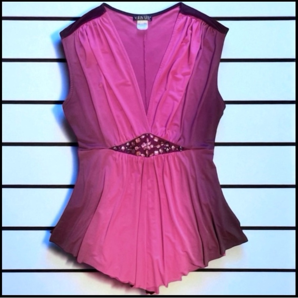 Venus Beaded Embellished V-Neck Tank Top Blouse